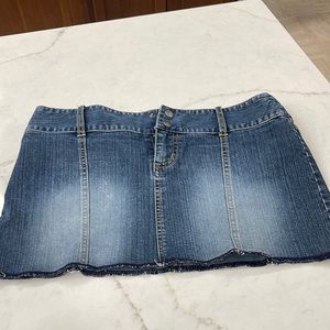 Weathervane stretch denim mini skirt